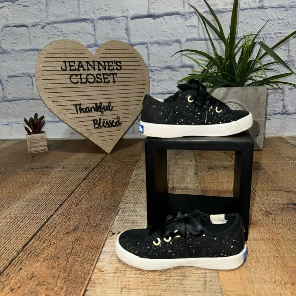 Keds X Kate Spade Kickstart Glitter Sneaker Black Gold size 5M